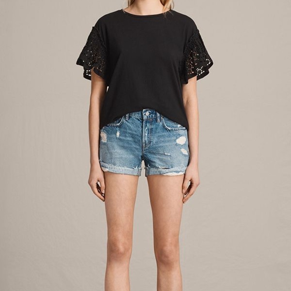🤍 nwot | all saints | distressed jean shorts